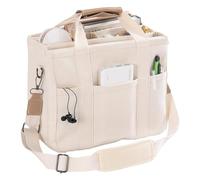 BERULL Borsa a tracolla da donna in tela con tasche multiple di grande capacità, borsa a tracolla leggera borsa per la mamma, Beige, Taglia unica