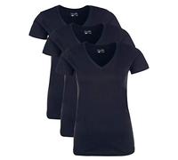 berydale BD158 Maglietta con Scollo a V, Blu, L (Pacco da 3) Donna