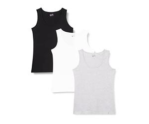 Berydale BD161 Canottiera, Nero/Grigio Chiaro mélange/Bianco (Confezione da 3 Pezzi), S (Pacco da 3) Donna