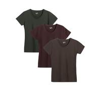 berydale Maglietta Basic con Scollo Rotondo, da Donna, Confezione da 5 Pezzi, in 100% Cotone, in Diversi Colori, Grigio Talpa, Verde Scuro, Borgogna, XL