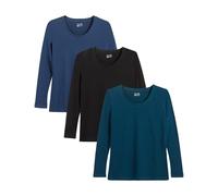 berydale Maglietta Basic Girocollo a Maniche Lunghe da Donna, Confezione da 3 Pezzi, in 100% Cotone, a Maniche Lunghe, da Donna, in Diversi Colori