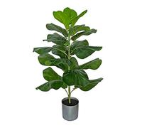 BESAMENATURE Piccolo albero di fico artificiale a foglia di violino da 77,5 cm, finto Ficus Lyrata, per la decorazione di casa e ufficio, navi in vaso grigio argento