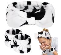 BESARME Set di 3 fasce per il lavaggio del viso, fascia per spa per il trucco della pelle fasce da polso per lavare il viso, fascia per asciugamano per la cura della pelle da donna (colore mucca)