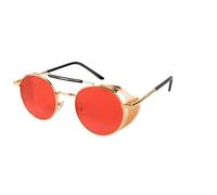 besbomig Occhiali da Sole da Uomo Donna Polarizzati Protezione Steampunk Rotondi in Metallo Alla Moda UV400