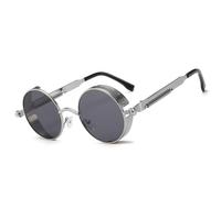besbomig Occhiali da Sole da Uomo Donna Polarizzati Protezione Steampunk Vintage anni 90 Moda Rotondi Sunglasses