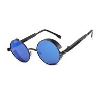 besbomig Occhiali da Sole da Uomo Donna Polarizzati Protezione Steampunk Vintage anni 90 Moda Rotondi Sunglasses