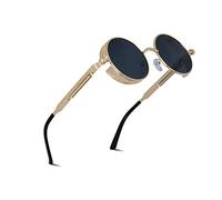 besbomig Occhiali da Sole da Uomo Donna Polarizzati Protezione Steampunk Vintage anni 90 Moda Rotondi Sunglasses