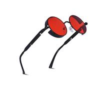 besbomig Occhiali da Sole da Uomo Donna Polarizzati Protezione Steampunk Vintage anni 90 Moda Rotondi Sunglasses