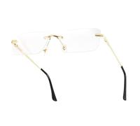 besbomig Occhiali da Sole Rettangolari Senza Montatura Donna Uomo Retrò Quadrati Ultra Piccoli Antiabbagliamento Occhiali da Festa in Metallo Moda UV400 Protezione