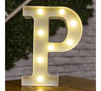 BESCH Lettera maiuscola decorativa in plastica luminosa 22 cm (P) per la decorazione della casa con luci LED bianche