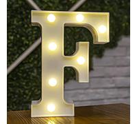 BESCH Lettera maiuscola decorativa in plastica luminosa 22 cm per la decorazione della casa con luci LED bianche (F)