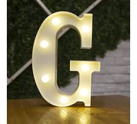 BESCH Lettera maiuscola decorativa in plastica luminosa 22 cm per la decorazione della casa con luci LED bianche (G)