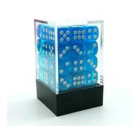 Bescon 12mm 6 Sided Dice 36 in Brick Box, 12mm Six Sided Die (36) Block of Dice, Translucent Lake Blue