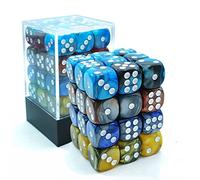 Bescon 12mm D6 Dice 36 in Cube, Assorted Gemini ROCK Colors, 12mm Six Sides Die (36) Block of Dice