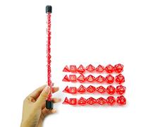 Bescon 28pcs Translucent Red Mini Polyhedral Dice Set in Tube, Ruby Dice Dungeons and Dragons 4X7pcs, Mini Ruby Gem Dice Set