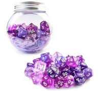 Bescon 35pcs Polyhedral RPG Dice Amethysts Set DND Role Playing Game Dice Purple Sets 5X7pcs
