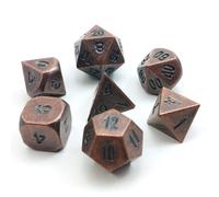 Bescon Antique Copper Solid Metal Polyhedral D&D Dice Set di 7 dadi da gioco di ruolo in metallo color rame antico RPG da 7 pezzi