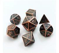 Bescon Antique Copper Solid Metal Polyhedral Dice Set of 7 Copper Metallic RPG Role Playing Game Dice 7pcs Set D4-D20