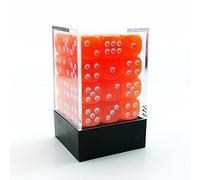 Bescon - Dadi a 6 facce da 12 mm, scatola di mattoni da 91,4 cm, 12 mm a sei facce (36), blocco di dadi, arancione traslucido con puntini bianchi