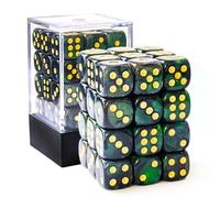 Bescon - Dadi in pietra di luna da 12 mm, a 6 facce, 91,4 cm, verde scuro perlato, dadi D6 con verde brillante, 12 mm a sei facce (36) blocco di dadi in pietra di luna