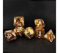 Bescon Dense-Core Polyhedral Dice Set of Golden, RPG 7-dice Set in Brick Box Packing