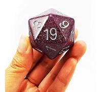 Bescon Glitter Jumbo D20 38 mm, grandi dimensioni 20 lati glitter viola, grande cubo a 20 facce 3,8 cm
