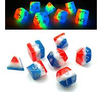 Bescon Glowing Polyhedral Dice 7pcs Set FRENCH KISS, Luminous RPG Dice Glow in Dark, DND Role Playing Game Dice