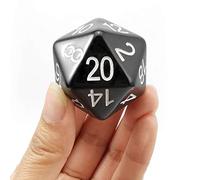 Bescon Jumbo D20 38 mm, dadi grandi a 20 lati, colore nero solido, cubo grande a 20 facce, 3,8 cm