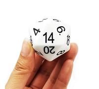 Bescon Jumbo D20 38 mm, grandi dimensioni 20 lati, colore bianco, grande cubo a 20 facce 3,8 cm