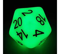 Bescon Jumbo Glowing D20 38MM, Big Size 20 Lati Dice Jade Glow In Dark, Big 20 Faces Cube 3,8 cm