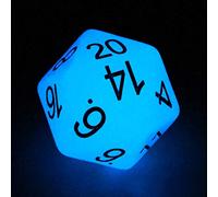 Bescon Jumbo Incandescente D20 38MM, Big Size 20 Lati Dadi Blu Glow in Dark, Big 20 Faces Cube 3,8 cm