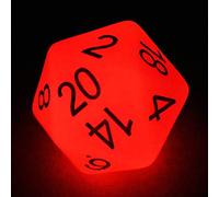 Bescon Jumbo Incandescente D20 38MM, Big Size 20 Lati Dadi Rosso Glow in Dark, Big 20 Faces Cube 3,8 cm