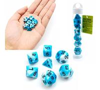 Bescon Mini Gemini Two Tone Polyhedral RPG Dice Set 10MM, Small Mini RPG Role Playing Game Dice D4-D20 in Tube, Mini Icy Track