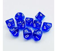 Bescon Polyhedral 10 lati con numero 1-10, blu trasparente 10 lati dadi, 10 lati Cube 1-10, 10pcs Set