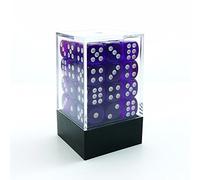 Bescon - Set di 36 dadi a 6 lati, 12 mm, scatola per mattoni da 91,4 cm, matrice a sei lati da 12 mm, viola traslucido con punte bianche