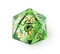 BESCON Sharp Edged Liquid Core Rolling Eyeball Dice - Razor Edge Polyhedral Dice with Rolling Eyeball Inside (One Piece D20 with Green Eye)