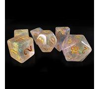 Bescon Shimmery Dice Set Pink-Glaze, Rpg 7-Dice Set in Brick Box Packing