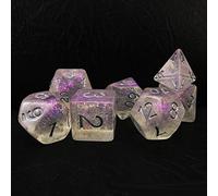 Bescon Shimmery Dice Set Silver-Purple, RPG 7-dice Set in Brick Box Packing