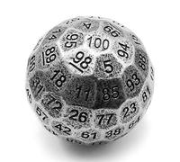 Bescon Solid Metal 100 Sided Dice, Game Dice D100, Giant Polyhedral Metal 100 Sides Dice 50MM in Diameter (1.97in), Ancient Silver