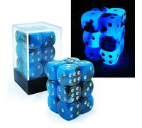Bescon Two Tone Glowing Dice D6 16mm 12pcs Set BLUE DAWN, 16mm Six Sided Die (12) Block of Glowing Dice