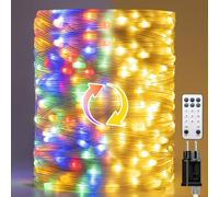 BESCOST Catena Luminosa Esterno 30M 300LED Bianco Caldo & Multicolore, RF Telecomando 11 Modalità Timer, IP65 Impermeabile, Luci Decorative Giardino Balcone Matrimonio Terrazza Gazebo