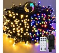 BESCOST Luci Albero di Natale Colorato e Bianco Caldo 30M 300LED con Telecomando RF,Luci Natale 11 Modalità & 4 Luminosità, Timer e Memoria Luci Esterne Natalizie per Albero Balcone Giardino