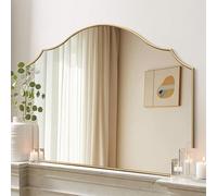 Besdomus Specchio da parete smerlato dorato: 101,6 x 73,7 cm, specchio da bagno moderno e minimalista, decorativo ad arco per comò, ingresso, camino, caminetto, soggiorno, decorazione per la casa per