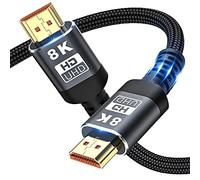beseloa Cavo HDMI 8 K 48 Gbps 6,6 ft - Cavo intrecciato HDMI ad alta velocità - 4 K @ 120 Hz 8 K @ 60 Hz, DTS : X, HDCP 2.2 e 2.3, HDR 10 compatibile con Roku TV, PS5, HDTV/Blu-ray (3M)
