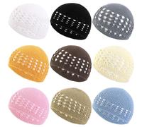 Besforta 9 cappelli Kufi lavorati a maglia, all'uncinetto, berretto con teschio, elastici, lavorati a maglia, per donne musulmane e uomini, Colore fresco, 2-8