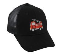 Besforta Carino camion dei pompieri ricamo bambini berretti da baseball lavati regolabili cappelli da baseball per ragazzi ragazze, Rete nera., 2-8