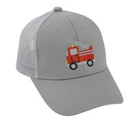 Besforta Carino camion dei pompieri ricamo bambini berretti da baseball lavati regolabili cappelli da baseball per ragazzi ragazze, Mesh Grigio Chiaro, 2-8