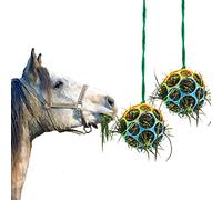 Besimple Confezione da 2 palline per cavalli, mangiatoie per fieno, mangiatoia per capre, per cavalli, capre, pecore, alleviano lo stress (colorati)