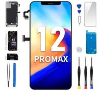 BESJMYT Sostituzione dello schermo per iPhone 12 Pro Max da 6,7 pollici in-Cell LCD 3D Touch Face ID Screen Digitizer Assemblea telaio con guarnizione impermeabile+kit di strumenti di riparazione della protezione dello schermo.(A2342, A2410, A2412, A2411)