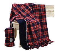 Beskie, Coperta in pile per divano, letto, viaggi, colore: rosso e nero, motivo tartan a quadri, decorazione per la casa, calda e accogliente, 129,5 x 160 cm